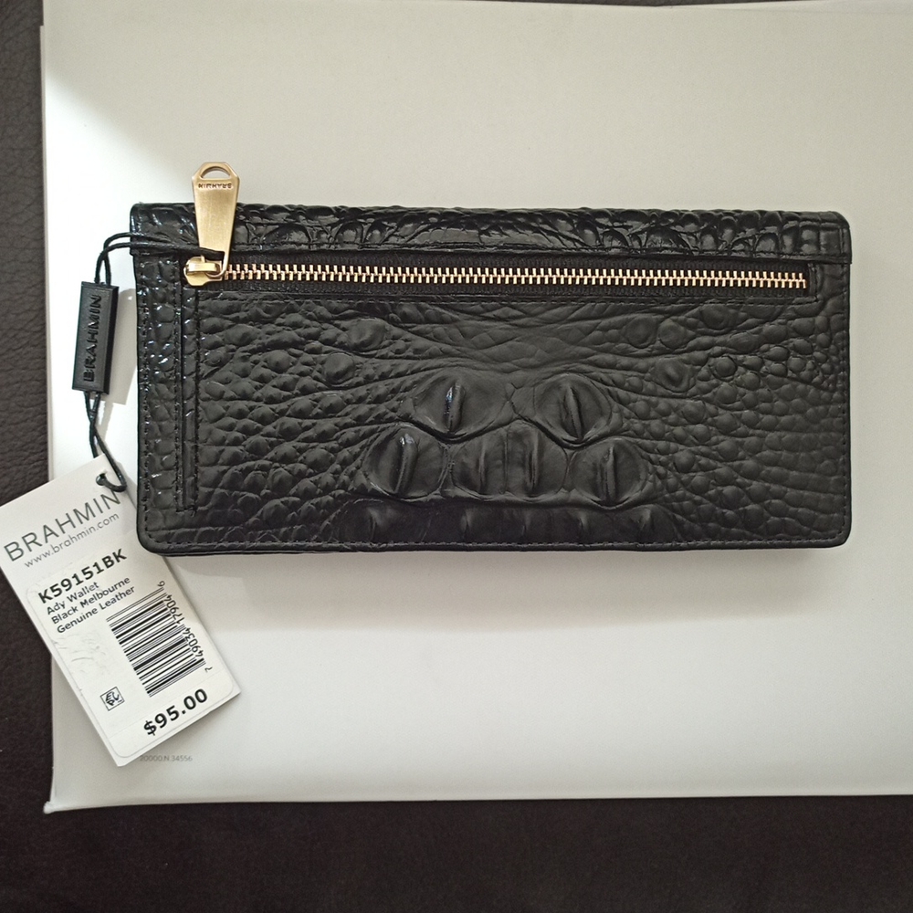 Brahmin Black Melbourne Genuine Leather Wallet